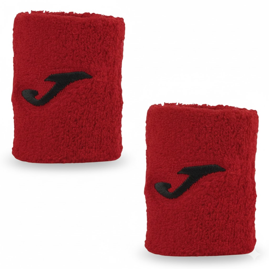 Muñequera Joma Corta Roja Logo Negro X2